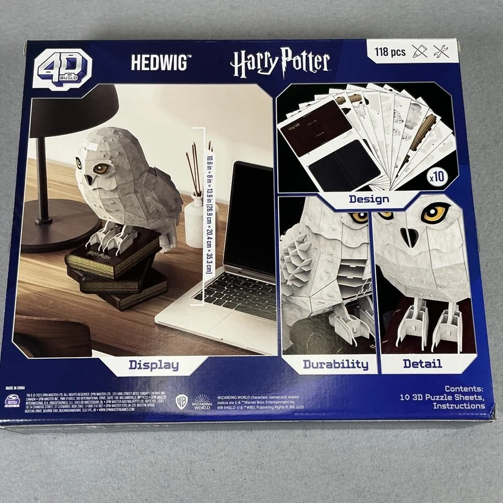 Harry Potter Hedwig 4D Build 3D Puzzle Model Kit 118 Pc Spin Master Owl New
